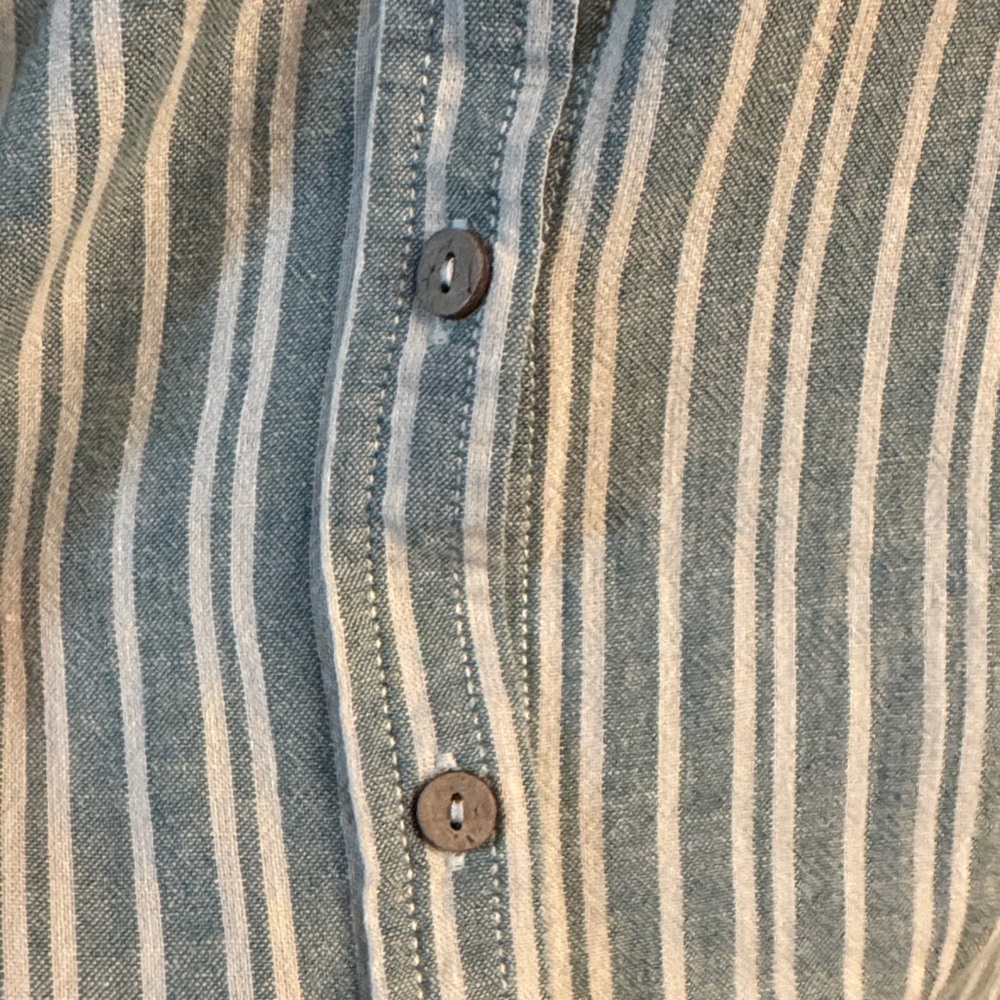 Casa Cabana Green Striped Sleeveless Button-Down Shirt - Picture 4 of 6